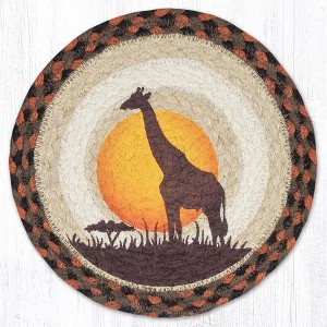 Earth Rugs Giraffe Printed Round Jute Trivet 10"x10" Safari Hot Pad - 1 of 3