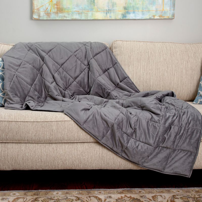 Sealy 48" x 72" Microplush 12lb Weighted Blanket Gray, 3 of 9