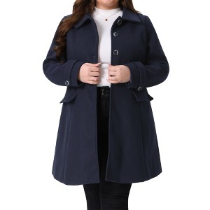 Agnes Orinda Women's Plus Size Single Breasted Long Sleeve Fleece Warm Overcoats - 1 of 4