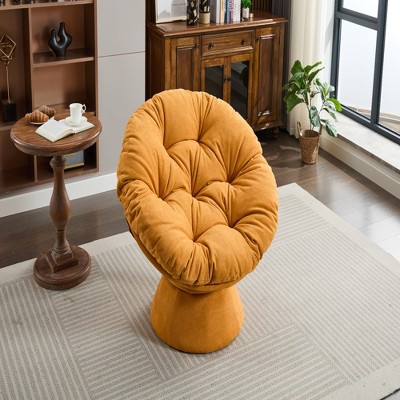FURNIinspire Accent Chair Oversized Swivel Accent Chair 360 Swivel Barrel Chair Papasan Chair For Living Room Bedroom, Orange, 36.62"*24.80"*17.32"