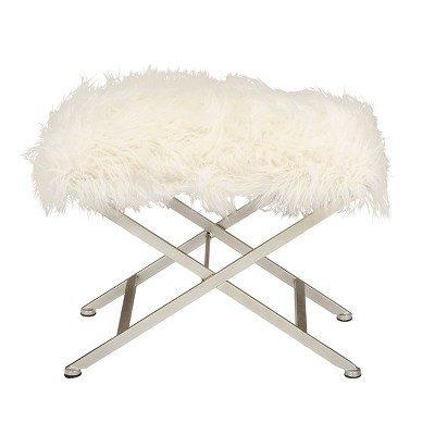 Modern Faux Fur Stool White - Olivia & May