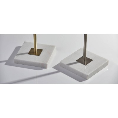 71" Brushed Steel and Marble Torchiere Floor Lamp