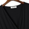 Women's Wrap V Neck Swing Long Sleeve Mini Dress Elastic Waist Fit Flare Dress - 4 of 4