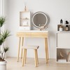 ELECWISH 31.5" Makeup Vanity Desk Set with LED Mirror & Stool - Adjustable 3-Tone Lighting, 2 Drawers, Storage Shelf, Soft-Padded Seat - 2 of 4