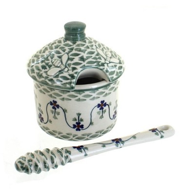 Blue Rose Polish Pottery P057 Manufaktura Honey Pot & Dipper