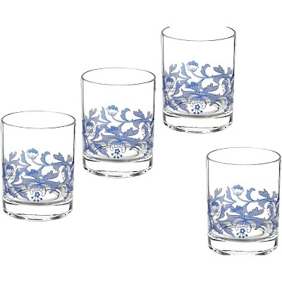 Spode Blue Italian Double Old Fashioned Glasses, 14 oz, Set of 4