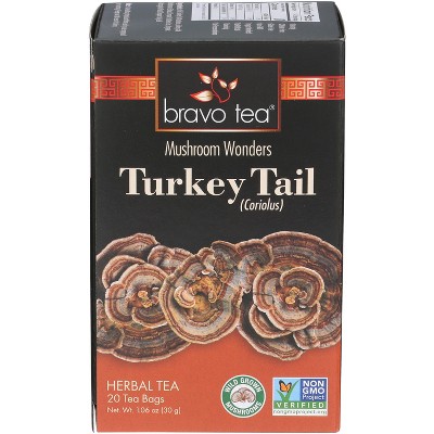 Bravo Tea Mushroom Wonders Turkey Tail (Coriolus) Herbal Tea - 20 Bags - 1.06 oz