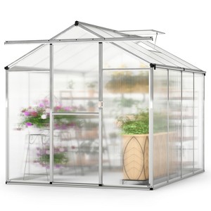 Tangkula 6 x 8 FT Greenhouse for Outdoors Large Walk-in Green House w/ Rain Gutters - 1 of 4