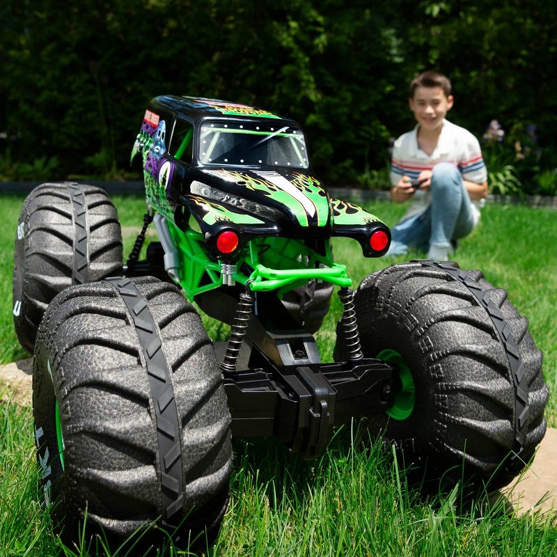 Monster Jam Official Mega Grave Digger All-Terrain Remote Control Monster Truck with Lights - 1:6 Scale, 4 of 17
