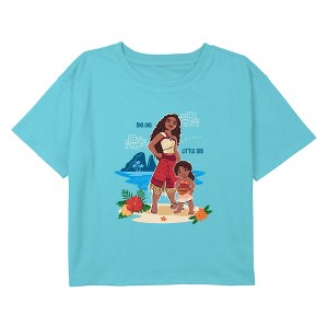 Girl's Moana 2 Big Sis Little Sis Moana and Simea Scene Crop Top T-Shirt - 1 of 3