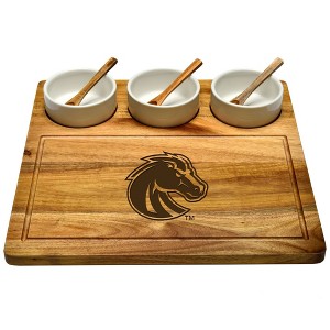 NCAA Boise State Broncos Acacia Cheese & Charcuterie Board with Ceramic Dip Bowls - 1 of 4