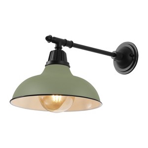 JONATHAN Y Wallace Farmhouse Industrial Indoor/Outdoor Iron LED Victorian Arm Outdoor Sconce - 1 of 4