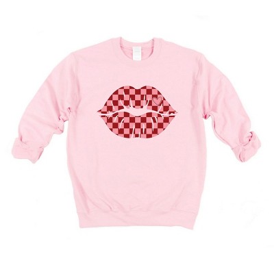 Simply Sage Market Women's Graphic Sweatshirt Checkered Lips