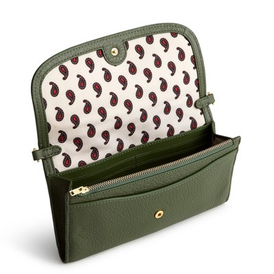 Vera Bradley Women's Leather Wildwood Wallet Crossbody Bag Bronze Green — фото 3