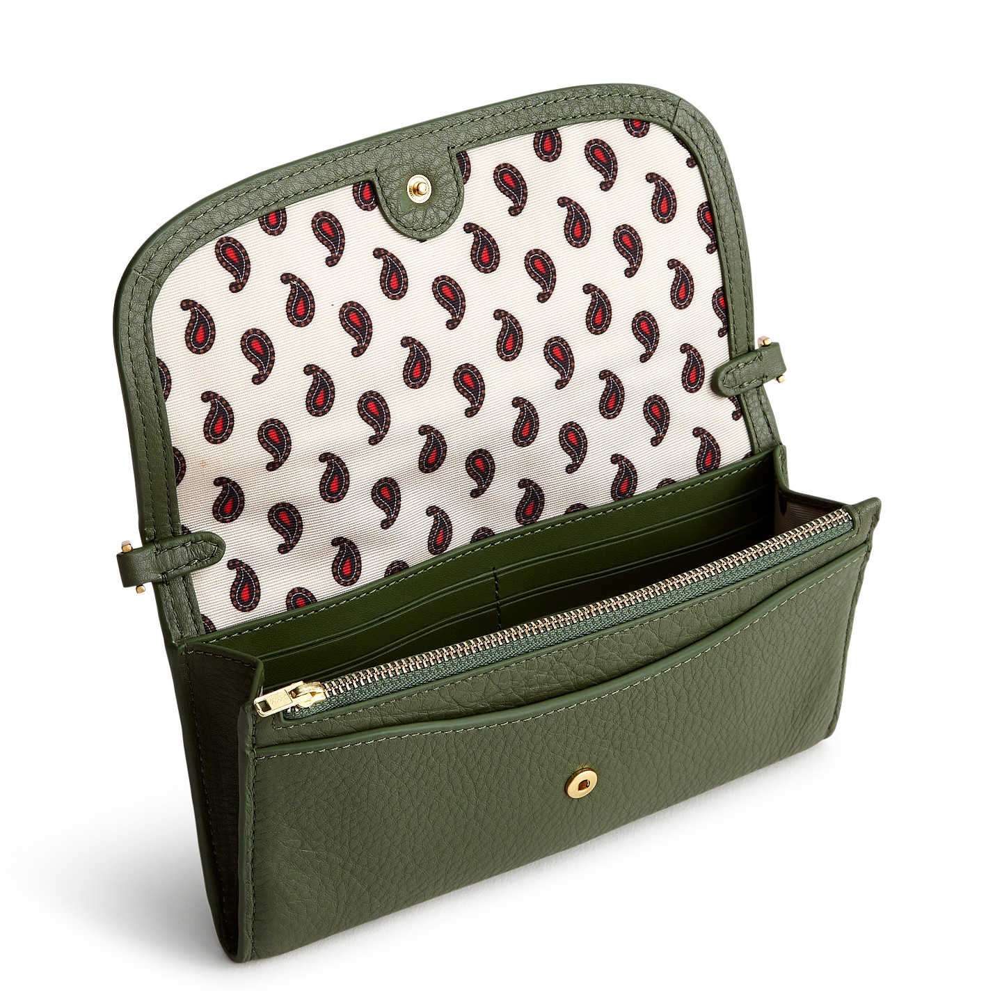 Женский кошелёк Vera Bradley Leather Wildwood Wallet Crossbody Bag Bronze Green, цвет: Зелёный — фото 3