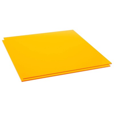 Okuna Outpost 2 Pack Translucent Orange Cast Acrylic Sheet, 1/8 Inch Thickness (12x12 In)