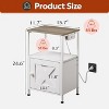 GALAXHERO Farmhouse End Table with Charging Station, Bedside Table with Open Shelf and Cabinet, Small Nightstand for Bedroom or Living Room - 4 of 4