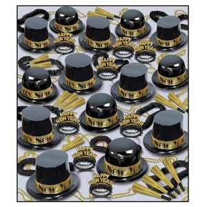 Beistle New Year Showtime Gold Deluxe Assortment for 100 guests includes 250 items Gold - 1 of 2