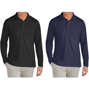 Jump Start Men's Modern Fit Long Sleeve Polo Shirt-2 Pack - 1 of 1
