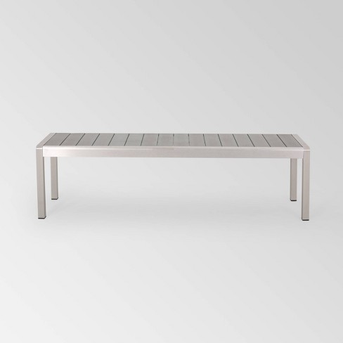 Cape Coral Aluminum Modern Dining Bench Silver Gray Christopher Knight Home