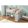 Okak Full Size Multifunction Bunk Bed with Under-bed Desk Loft Bed with Storage Shelves Pine Wood for Kids Teens, Easy Assemble, White - 3 of 4