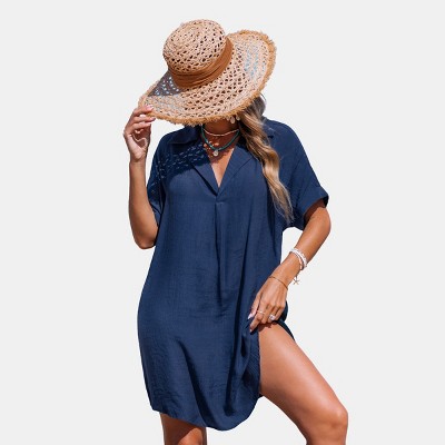Women's Breezy Navy Blue Beach Cover Up Dress -Cupshe