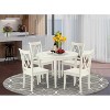 Modern Dining Set 5Pc - Round Table & 4 Chairs - Kitchen Dining Room Set - Linen White 42 Inch - 2 of 4