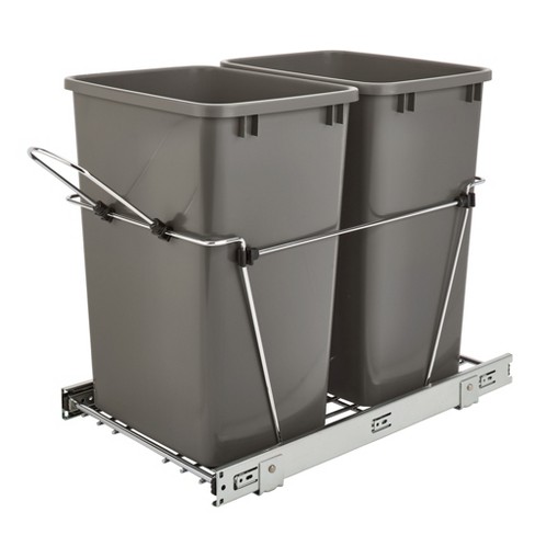 Rev-a-shelf Double Pull Out Trash Can For Under Kitchen Cabinets 35 Qt 12  Gal Garbage Recyling Bin On Full Extension Slides, Gray, Rv-18kd-13c-s :  Target