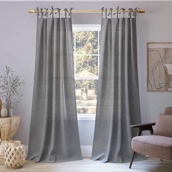Bethany Slub Textured Linen Blend Sheer Tie Top Curtain Panel - No. 918