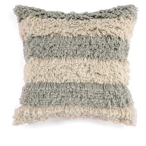 Haven Square Stripe Shag Decorative Pillow - Shiraleah - 1 of 3