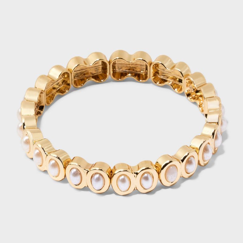 SUGARFIX by BaubleBar Pearl-Encrusted Stretch Bracelet - Gold, 1 of 5