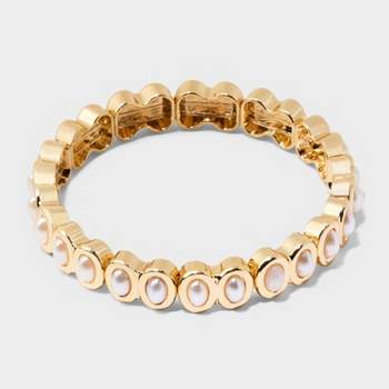 SUGARFIX by BaubleBar Pearl-Encrusted Stretch Bracelet - Gold