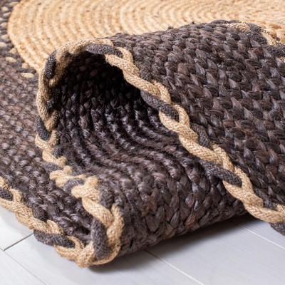 Natural Brown Oval Handwoven Cotton Area Rug 4' x 6'
