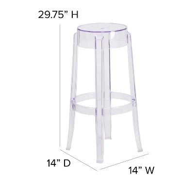 29.75'' Crystal Clear Modern Stackable Plastic Barstool