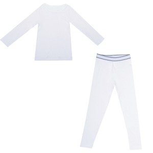 Everyday Kids Thermal Underwear Set – Long Johns Base Layer Top & Bottom, Microfleece, Moisture-Wicking, Cold Weather Wear, White - 1 of 4