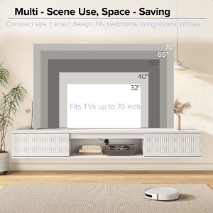 CIPACHO Modern Black Wall-Mounted TV Cabinet - Colorful LED Strip, Double Doors + Open Shelf, Cable Management & Anti-Tip Hardware - 1 of 4