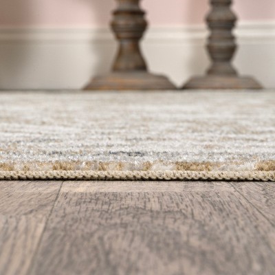 Green and Cream Medallion Machine-Washable Area Rug