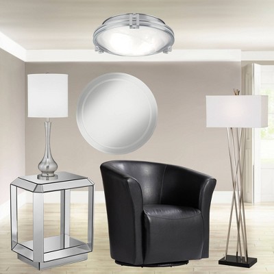 16" Brushed Nickel and Glass Art Deco Flush Mount Ceiling Light