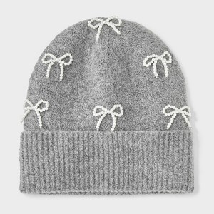 Bow Embellishment Beanie Hat - Wild Fable™ Gray - 1 of 4