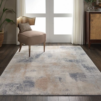 Modern Abstract Beige & Grey Synthetic Area Rug 3'11" x 5'11"