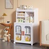 VECELO Storage Cabinet, Bathroom Storage Cabinet with Wheels & Doors, Narrow Organizer with Open Shelves for Small Space or Kitchen, White - 4 of 4