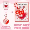Joyfy 12/30 Packs Valentine’s Day Gift Card with Pop Keychain, Stress Relief Fidget Toys for Kids Valentine's Party Favors and Classroom Exchange Gift - 4 of 4