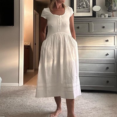 white dress target Women's Fabric Mixed Midi A-Line im sorry WHAT! these dresses