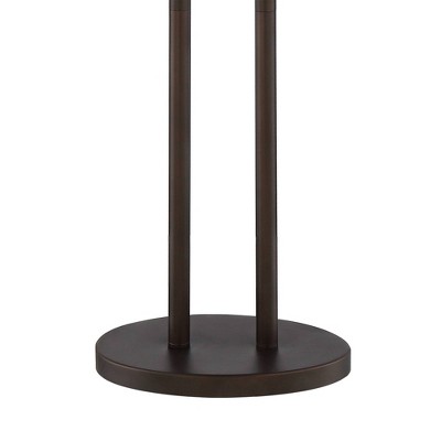 Modern Bronze Twin Pole Floor Lamp with Off-White Shade