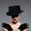 Underwraps Black Faux Suede Top Hat Adult Costume Accessory - 2 of 3