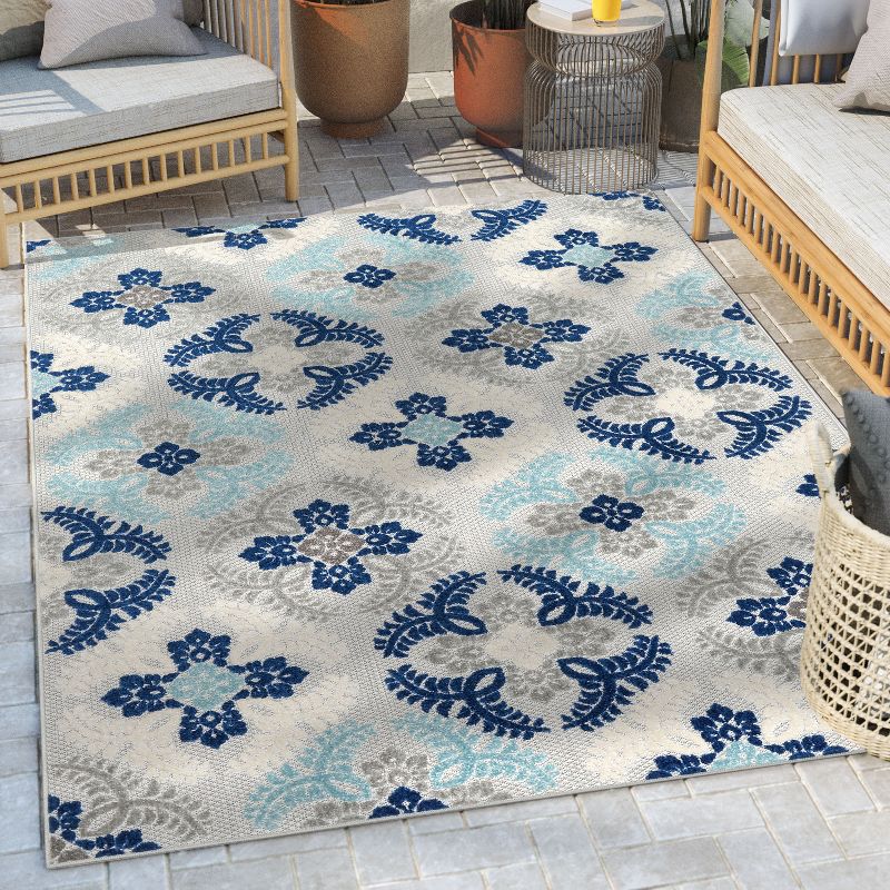 Well Woven Loewy Mediterranean Medallion Indoor OutdoorHigh-Low Pile Area Rug, 3 of 9