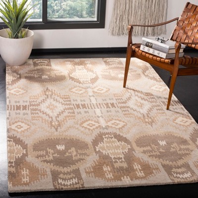 Ivory Hand-Tufted Wool Rectangular Area Rug, 5' x 8'