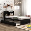 BABYYER Twin Bed with Trundle, Twin Size Platform Bed with Bookcase Headboard, Wood Bed Frame for Girls and Boys - 2 of 4