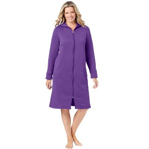 Dreams & Co. Plus Size Short Hooded Sweatshirt Robe - 1 of 4