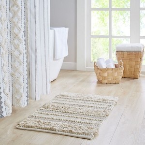 Woven Texture Stripe Bath Rug Natural 22x58" - 1 of 4